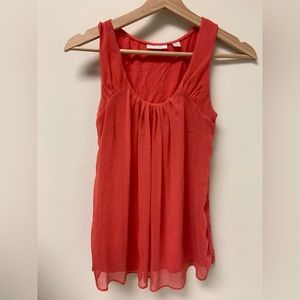 New York & Company stretch Coral tank with overlay detail XS